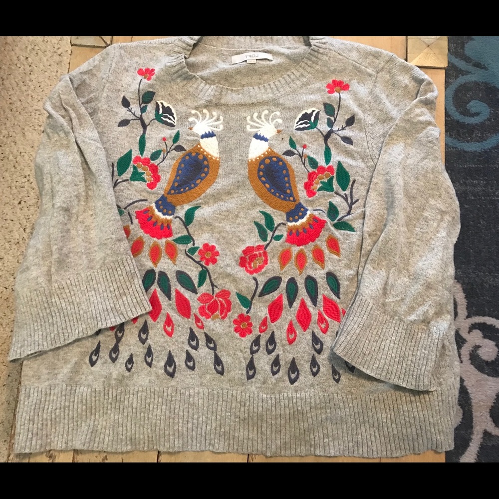 XL wide-sleeved peacock sweater - LOFT